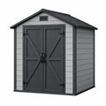 Abri de jardin 183 x 122 x 196 cm en plastique gris anthracite pour rangement extérieur style cabanon