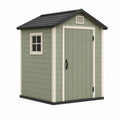 Abri de jardin 180 x 120 x 200 cm en résine vert sauge avec porte et fenêtre