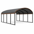 Abri voiture 600 x 300 x 280 cm acier polycarbonate noir marron toit cintré extérieur