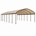 Abri voiture 600 x 300 x 280 cm en acier brun avec toit translucide pour extérieur