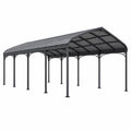 Abri voiture 600 x 300 x 280 cm en acier noir avec toit en polycarbonate arqué pour extérieur