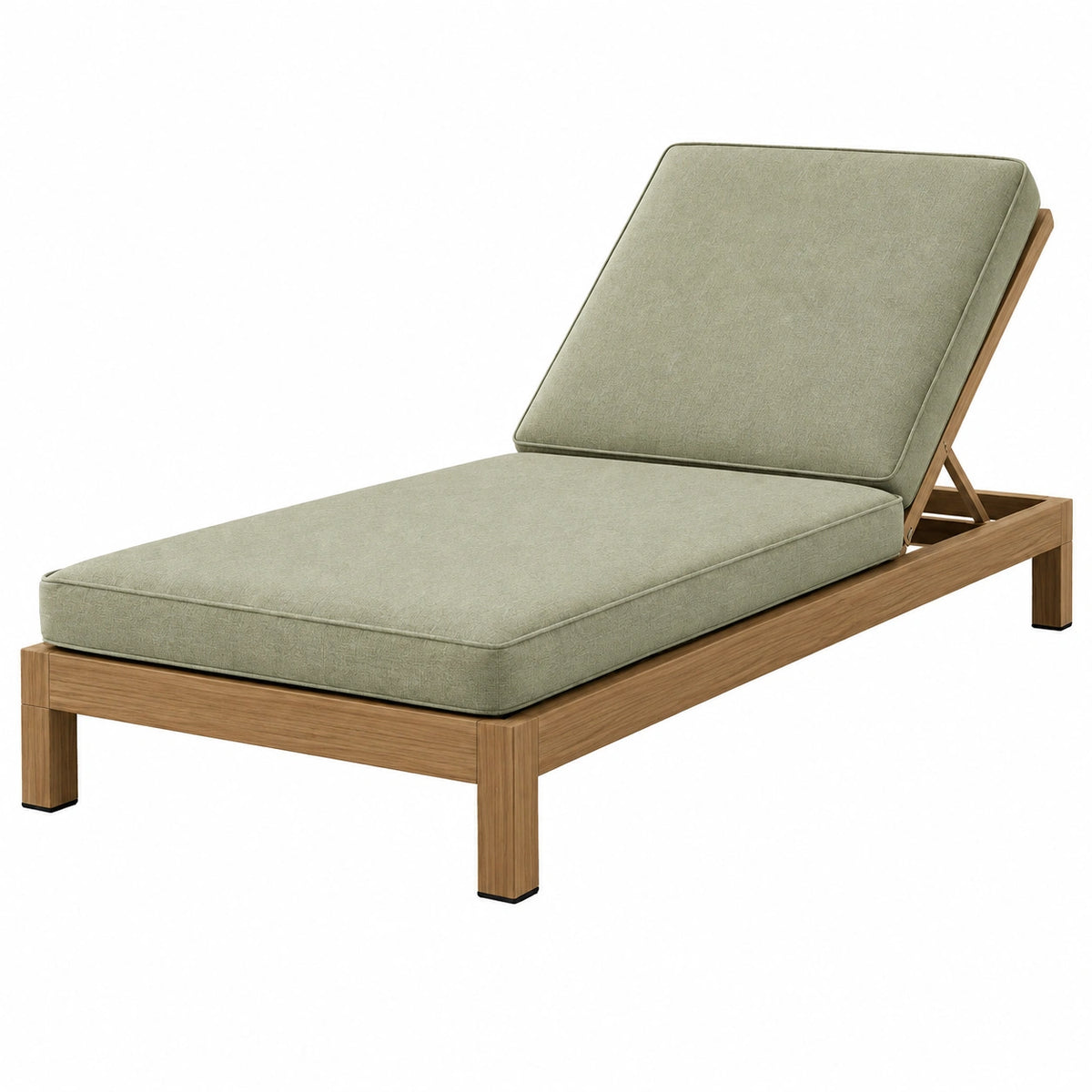 Chaise longue de jardin 200 x 75 cm en bois marron avec coussin vert dossier réglable
