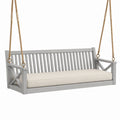 Balancelle suspendue 150 x 65 x 60 cm en bois gris pour extérieur avec cordes