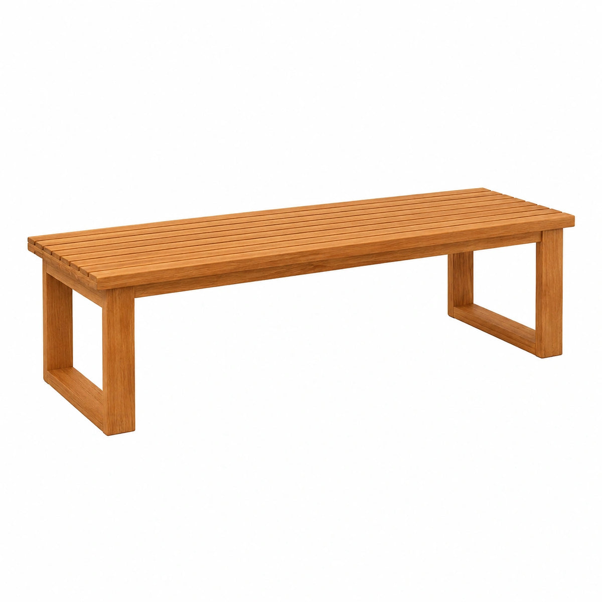 Banc de jardin 180 x 40 x 45 cm en bois massif brun naturel à lattes style contemporain