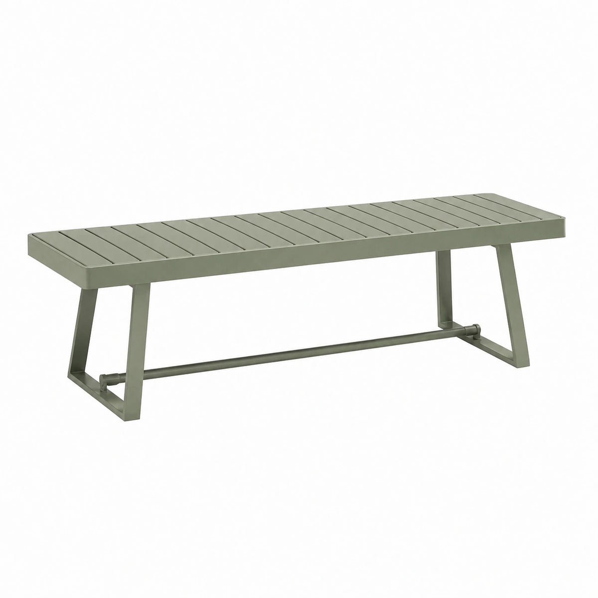 Banc de jardin 180 x 40 x 45 cm en aluminium vert kaki à lames style contemporain
