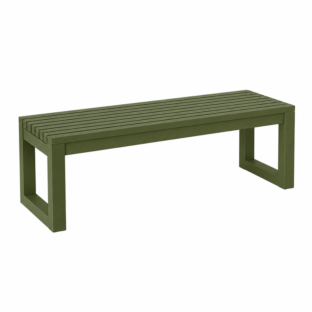 Banc de jardin 180 x 40 x 45 cm en métal vert à lattes style moderne